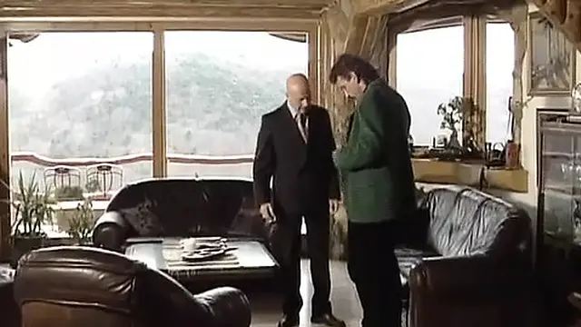 Two gorgeous German women enjoying deep throats from two stiff dicks