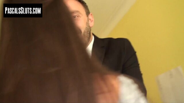 Mesmerizing brunette Mea Melone uses a vibrator while being anal fucked roughly