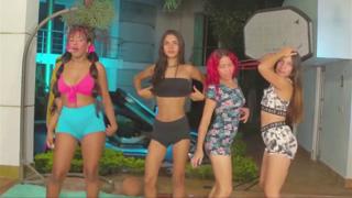 Sultry brunette and blonde Latinas indulge in lewd oral😜 sex antics