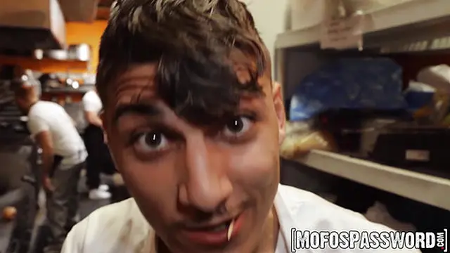 Hot studs take turns throating Violet Gem in a nasty gangbang