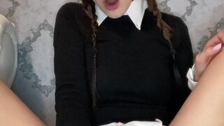 Hair pulled back while I ride the toy slow