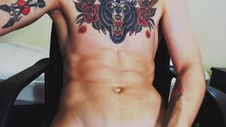 A cam guy is record while jerk off in a show