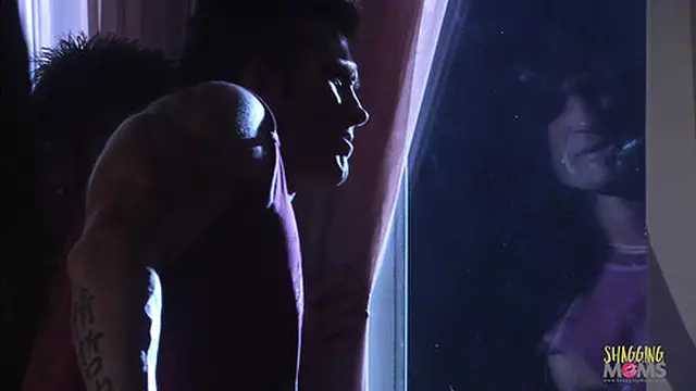 Busty blonde MILF enjoys a friend′s touch on the stairs