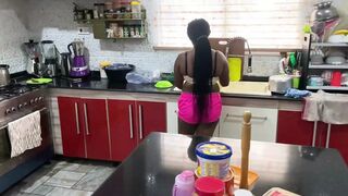 Blowjobs on kitchen countertops with massive cocks, African booty and breasts